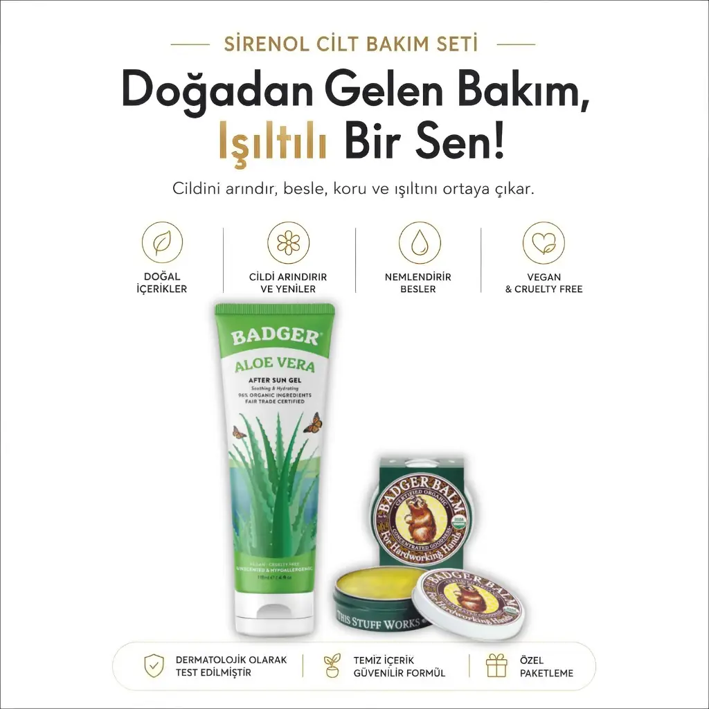 Badger Aloe Vera Jel Ve Badger Balm El Kremi Set 118 mL / 21 gr