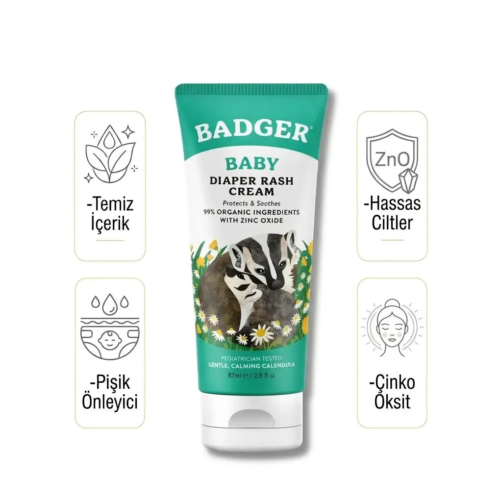 Badger Bebek Bezi Kremi (Pişik Önlemeye Yardımcı) / Diaper Cream 87mL