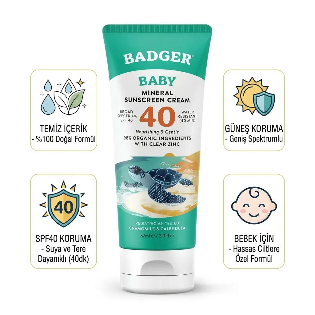 Badger Bebek Güneş Kremi SPF40 87 mL