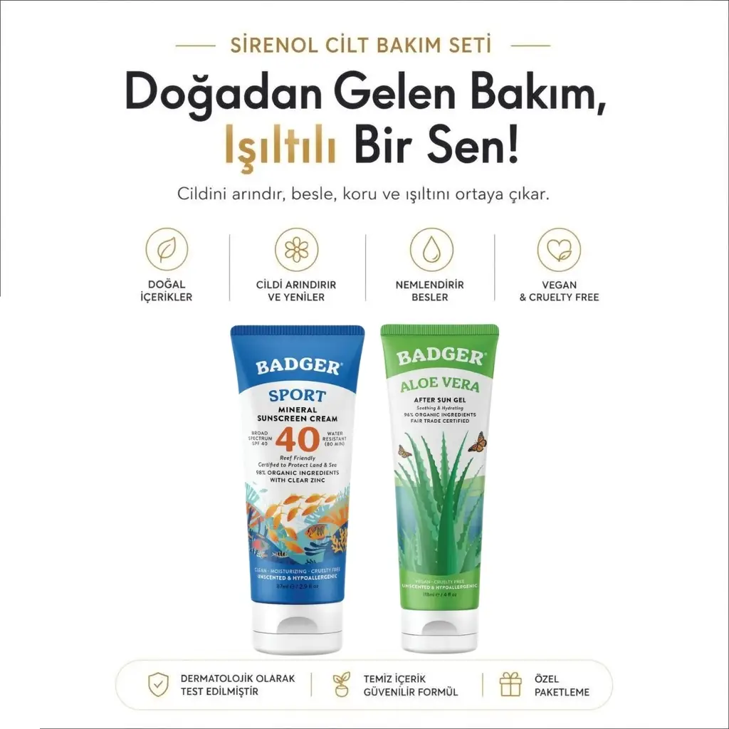 Badger Clear Zinc Kokusuz Güneş Kremi SPF40 ve Aloe Vera Jel Set 87 mL / 118 mL
