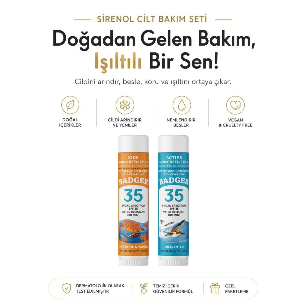 Badger Çocuk (turuncu) ve Kokusuz (mavi) Güneş Kremi Stick Set 18.4 gr / 18.4 gr