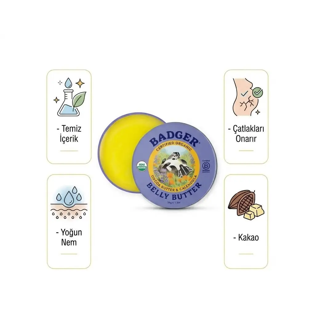 Badger Karın Bölgesi Nemlendirici Krem / Belly Butter