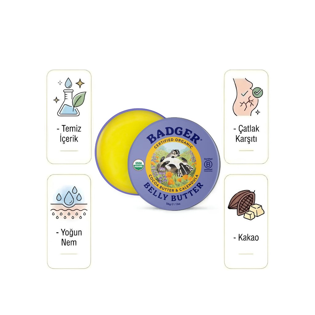 Badger Karın Bölgesi Nemlendirici Krem / Belly Butter