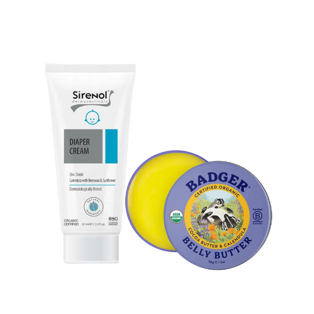 Badger Karın Bölgesi Nemlendirici Krem ve Sirenol Bebek Pişik Kremi Set