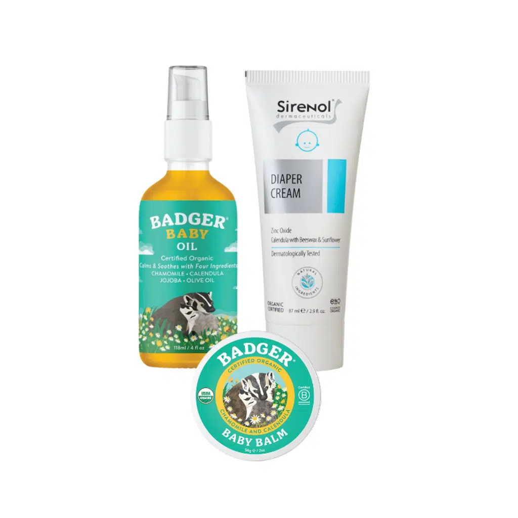 Badger Organik Bebek Yağı, Kremi ve Sirenol Organik Pişik Kremi Set