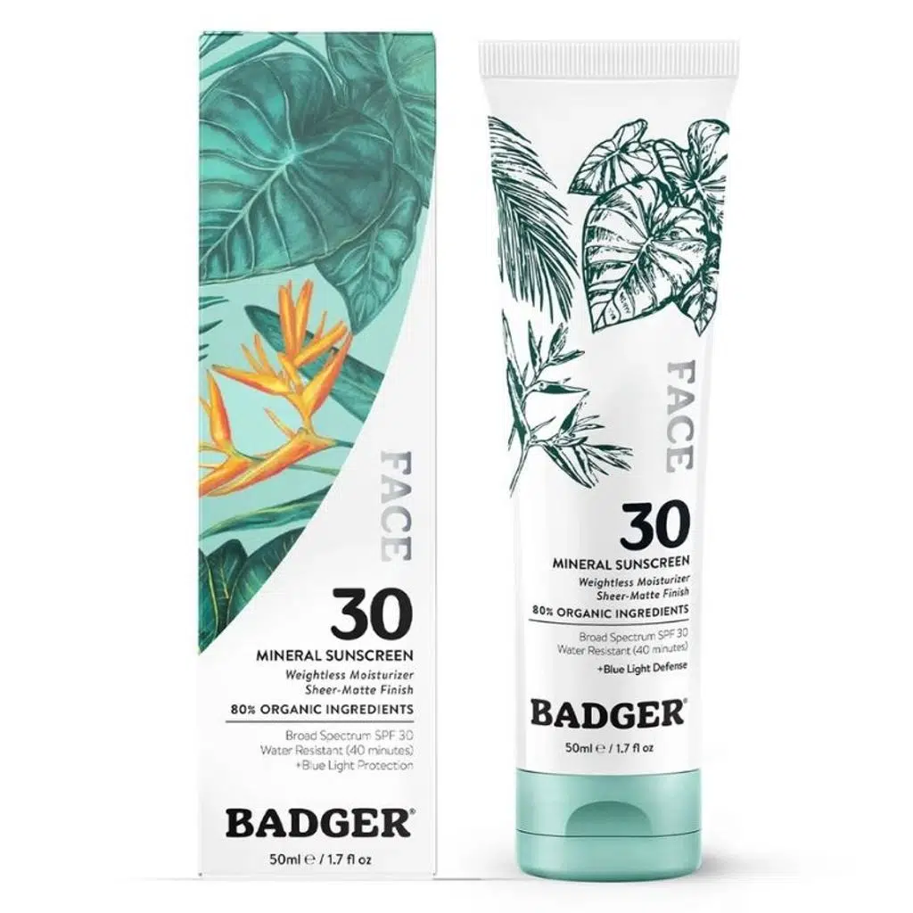 Badger Organik Yüz Güneş Kremi - SPF 30 - Mavi Işık Korumalı - Doğal Mat Bitiş - Mineral Filtre - 50 ml