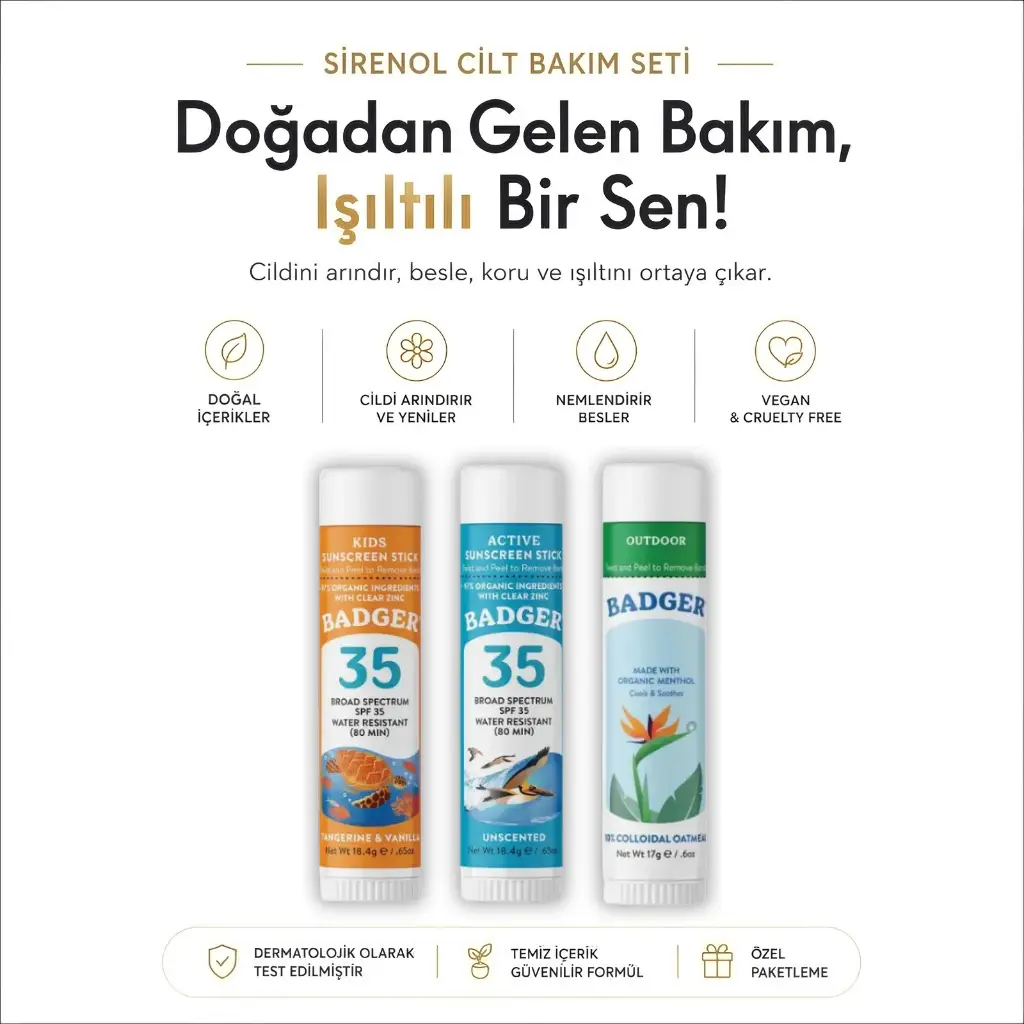Clear Zinc Çocuk Yetişkin Güneş Stick Seti ve Outdoor Stick