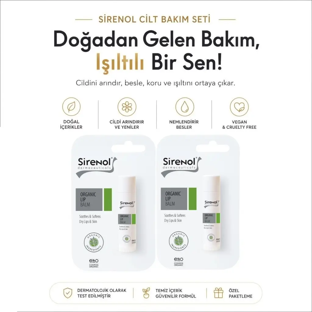 Sirenol 2'Li Organik Dudak Balmı
