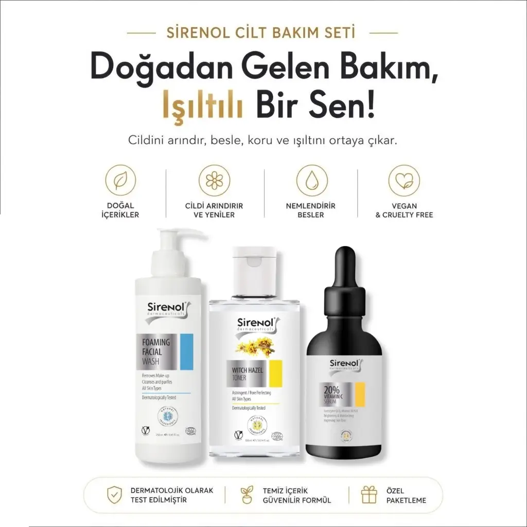 Sirenol Günlük Leke Bakım Seti (3 adet Ped Hediyelidir) 300 mL / 250 mL / 60 mL