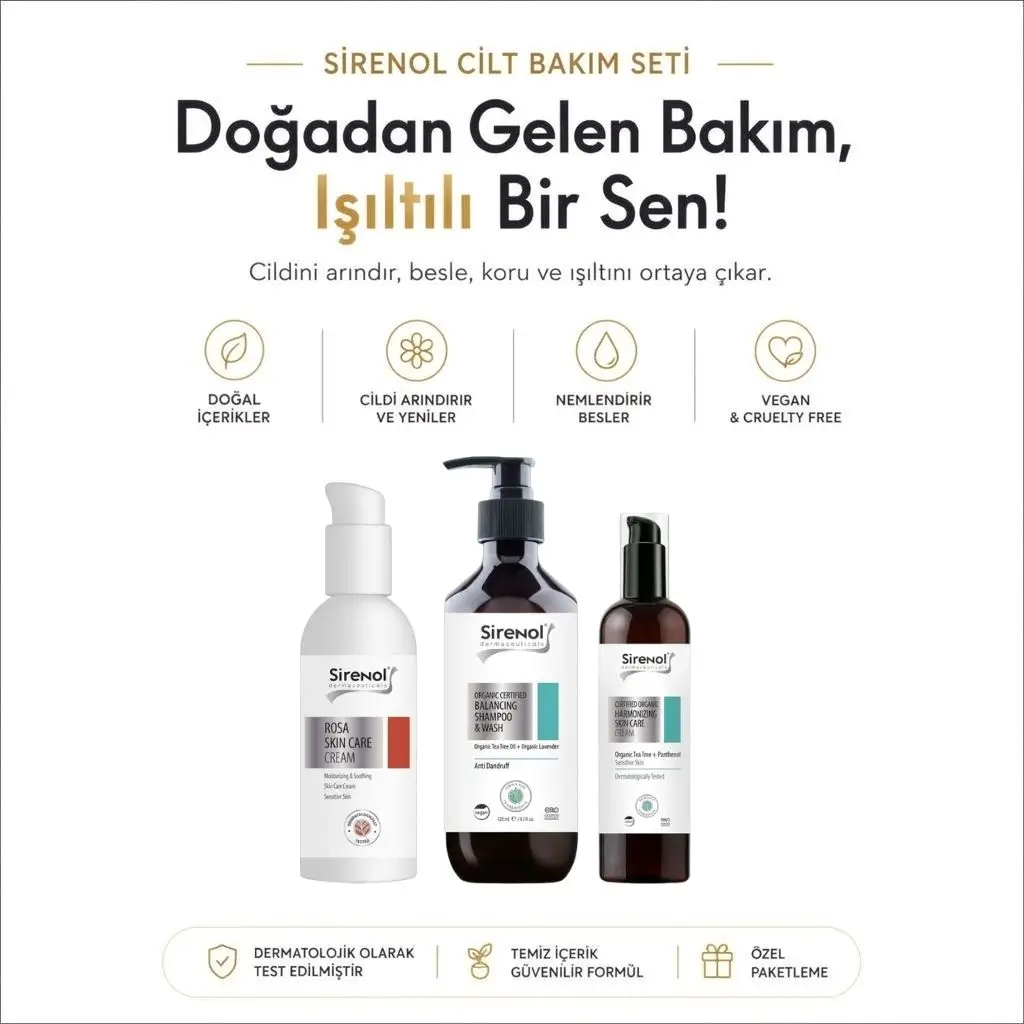 Sirenol Hassas Cilt Bakım Seti Rosa Krem, Harmoni Krem, Dengeleyici Şampuan