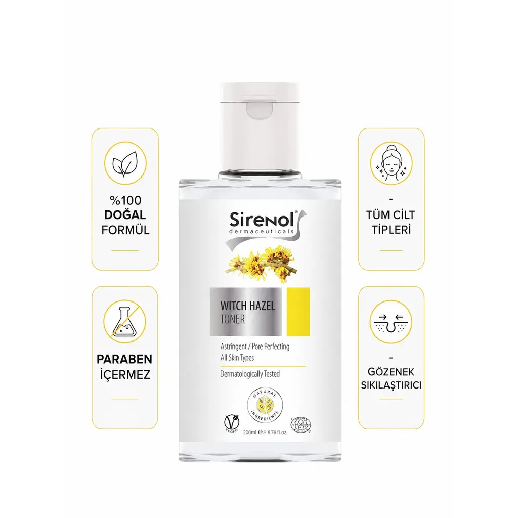 Sirenol Natural Cadı Fındığı Cilt Sıkılaştırıcı Gözenek Temizleyici Tonik 300 mL
