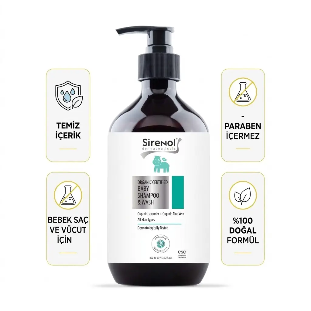 Sirenol Organik Bebek Saç Vücut Şampuanı 400 mL