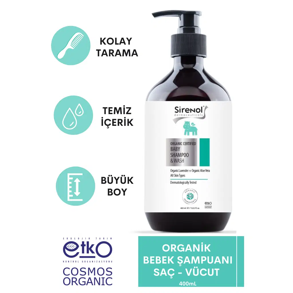 Sirenol Organik Bebek Saç Vücut Şampuanı 400 mL