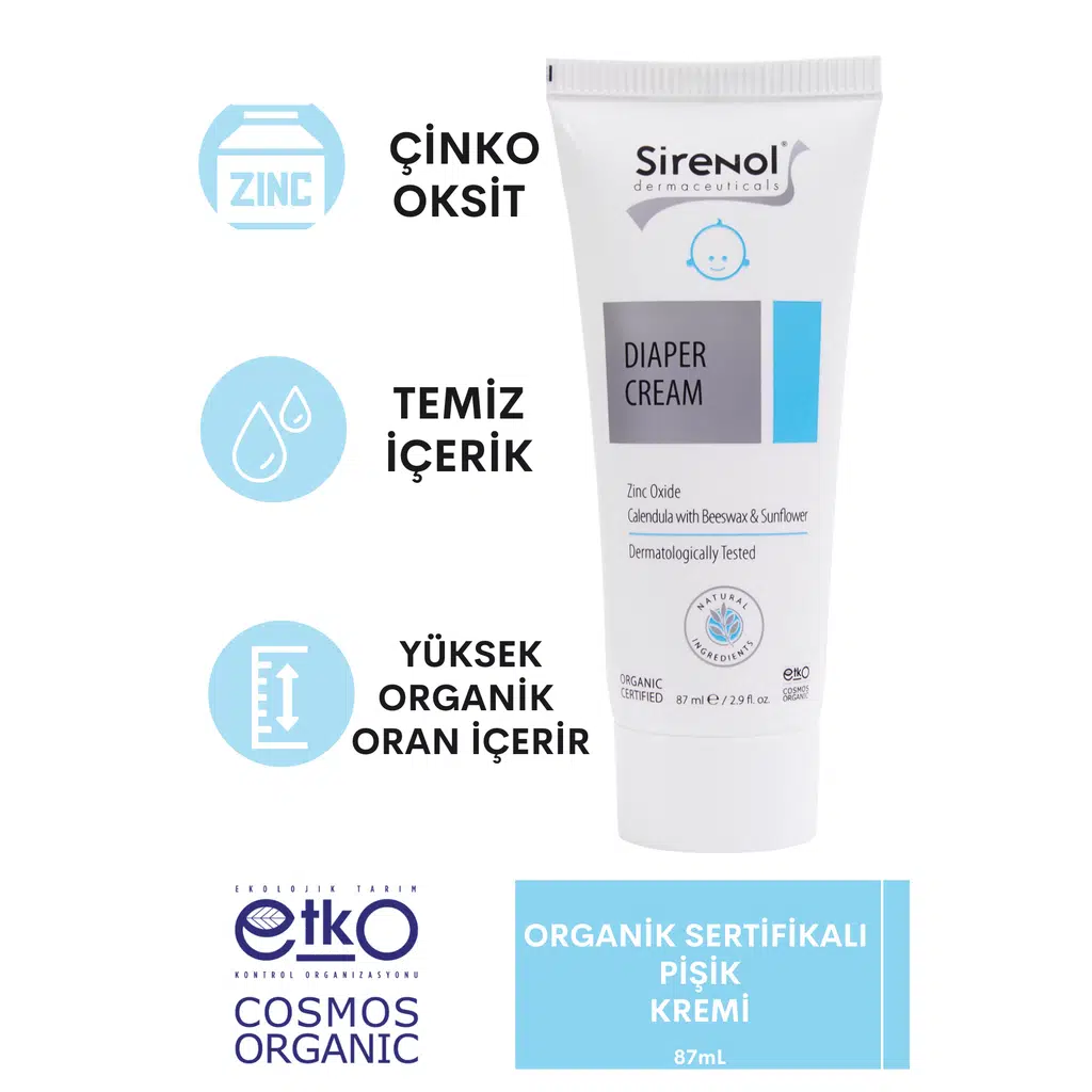 Sirenol Organik Sertifikalı Bebek Pişik Kremi 87 mL