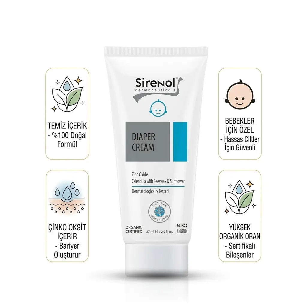 Sirenol Organik Sertifikalı Bebek Pişik Kremi 87 mL
