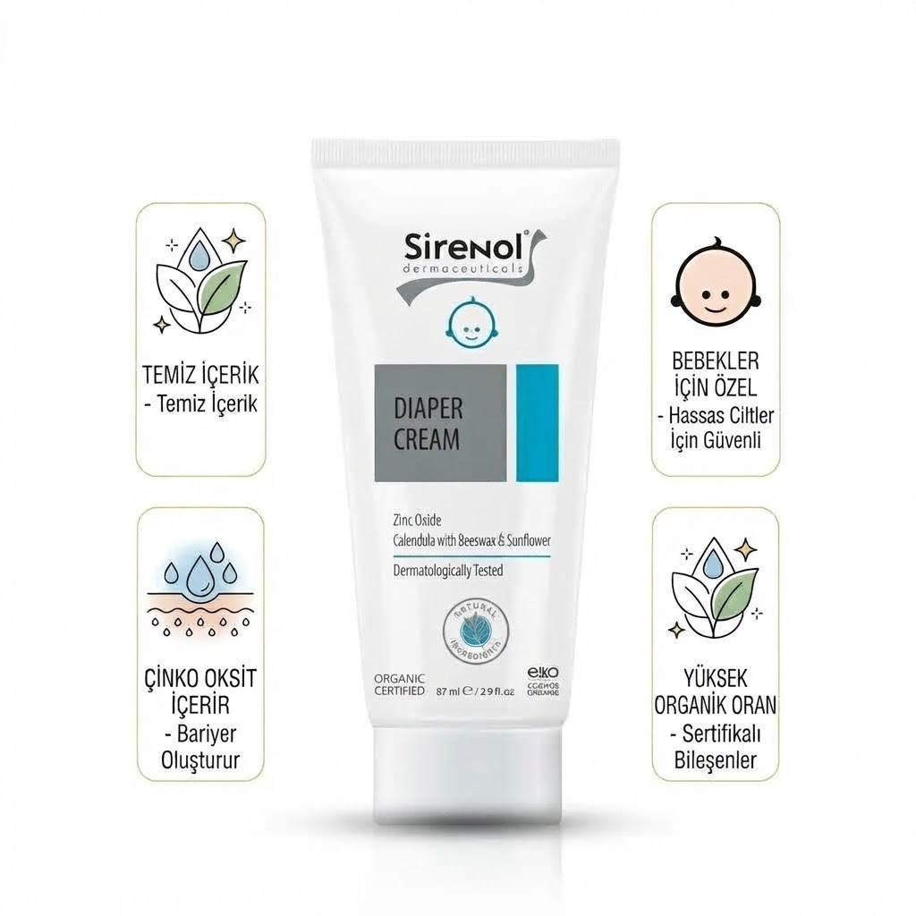 Sirenol Organik Sertifikalı Bebek Pişik Kremi 87 mL