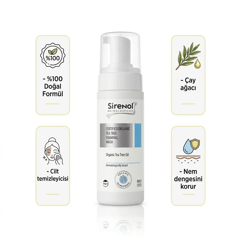 Sirenol Organik Sertifikalı Çay Ağacı Temizleme Köpüğü 150 mL